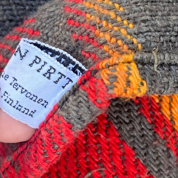 Vintage Poncho Cape Striped Finnish Textile Rug Bohemian decor - Picture 6 of 13